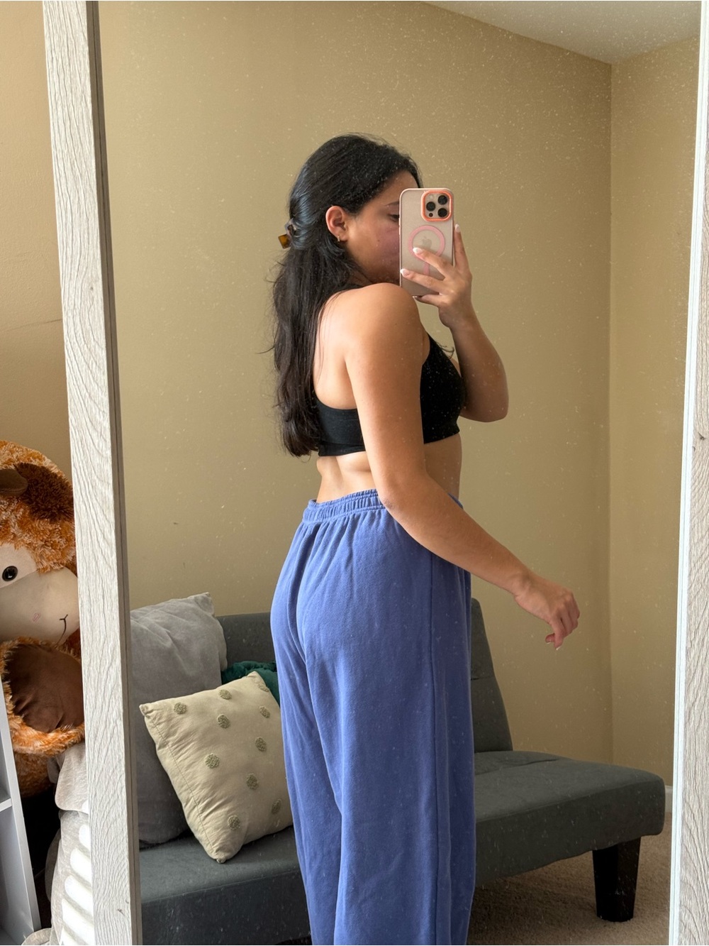 Parke  Blue Sweatpants - Soft Elastic Waist Bottoms - Picture 4 of 5